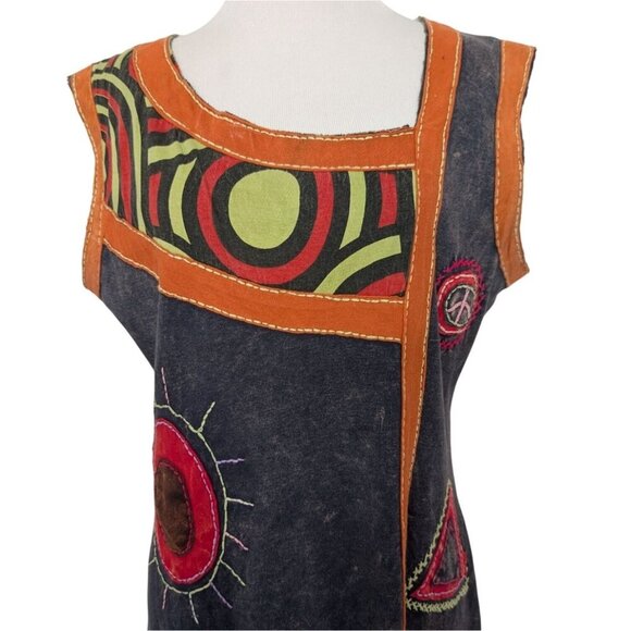 Rising International Embroidered Dress Womens Size Small Black Artsy Boho Hippie - Picture 2 of 10